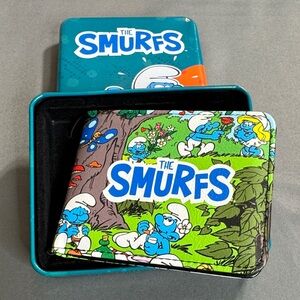 Buckle-Down Black and Blue Smurfs Wallet with Tin Box